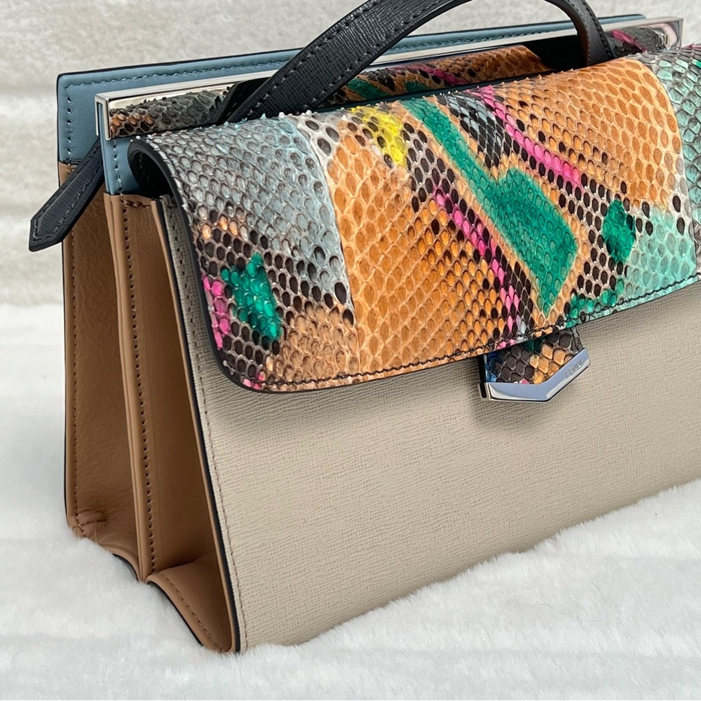 NEW Fendi Python Demi Jour -- Multicolor Python & Color Block Leather Bag - Picture 2 of 16
